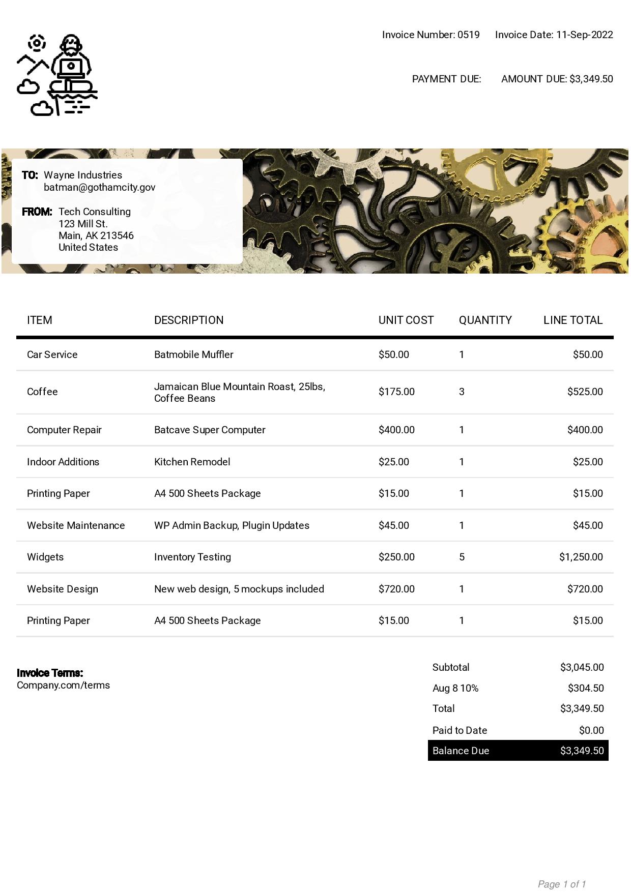 Tech invoice template