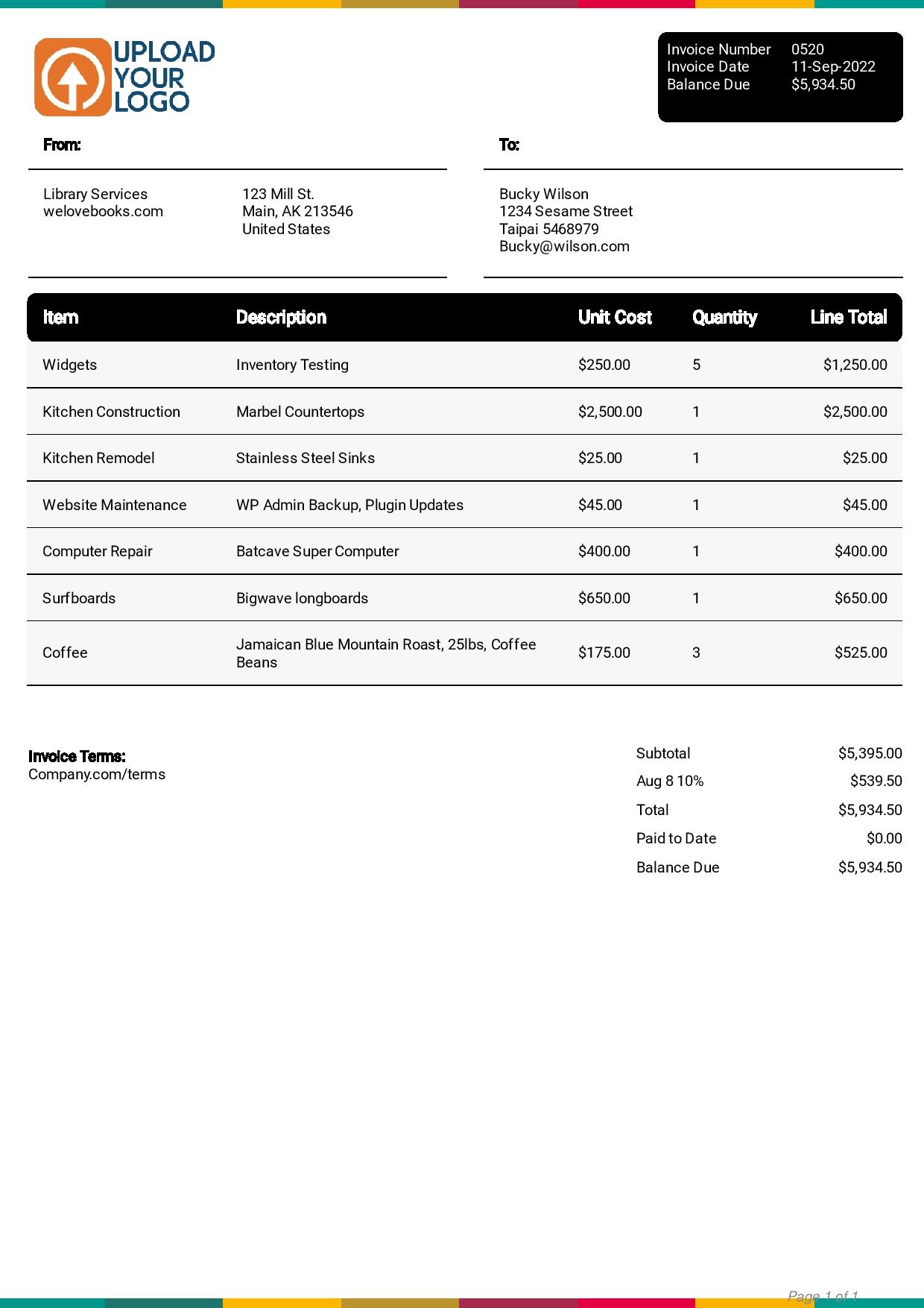 Playful invoice template