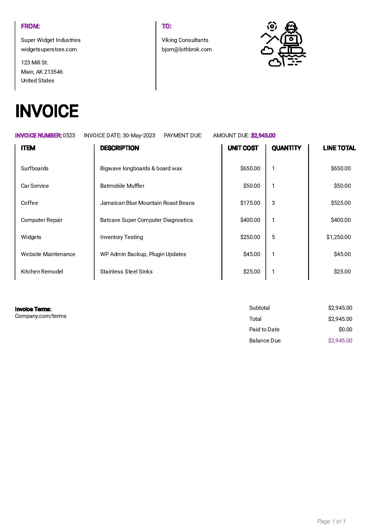 Hipster invoice template