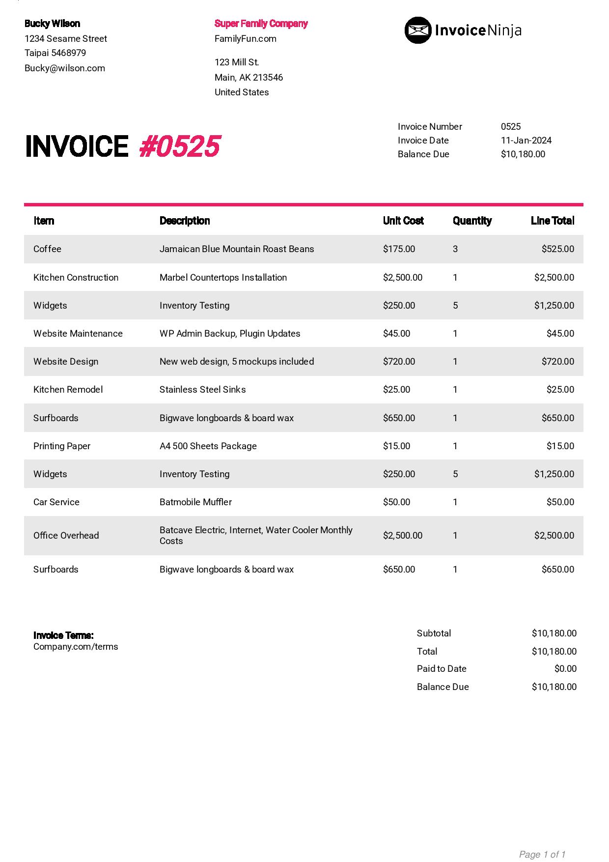 Creative invoice template