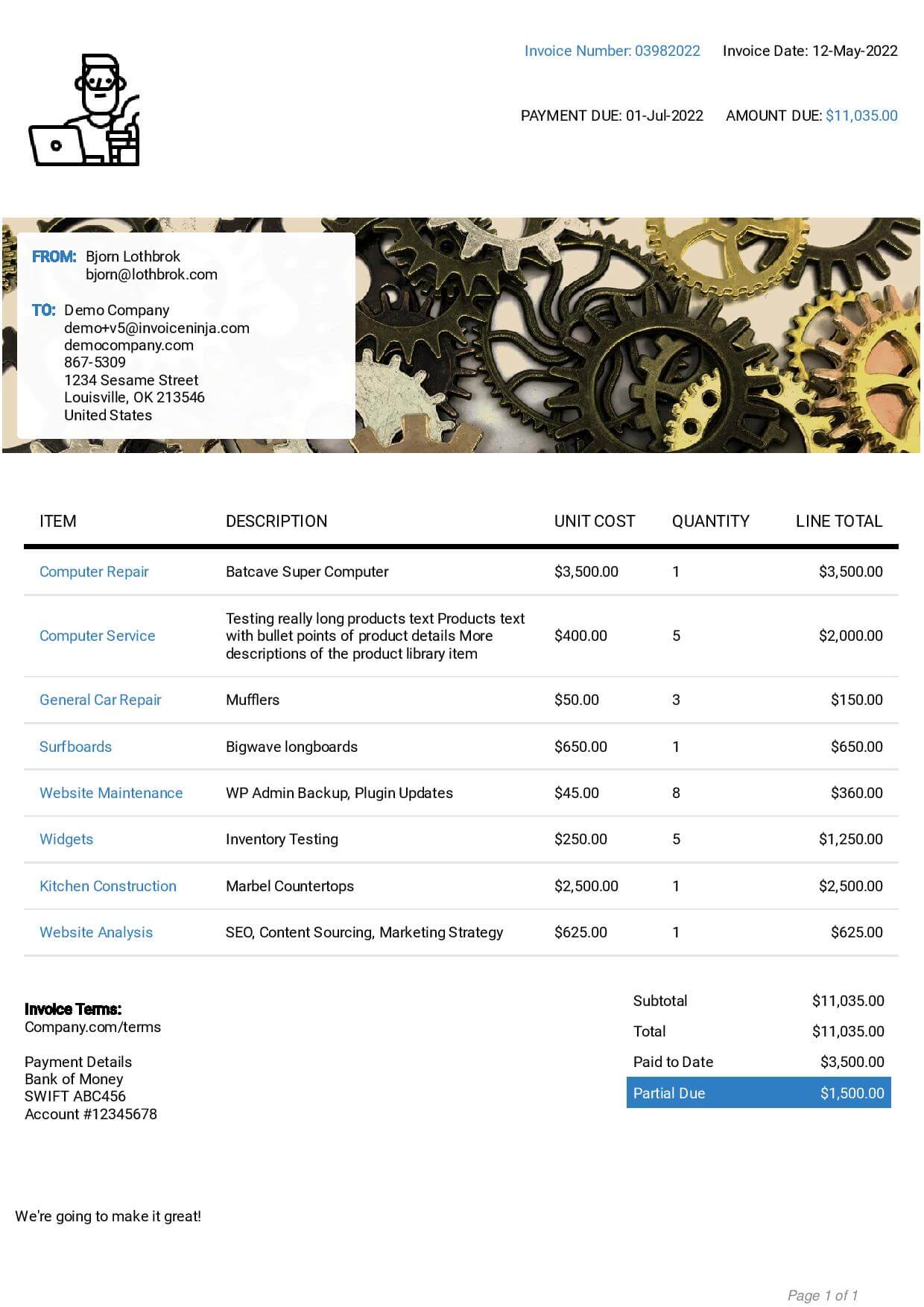 Tech (New) invoice template