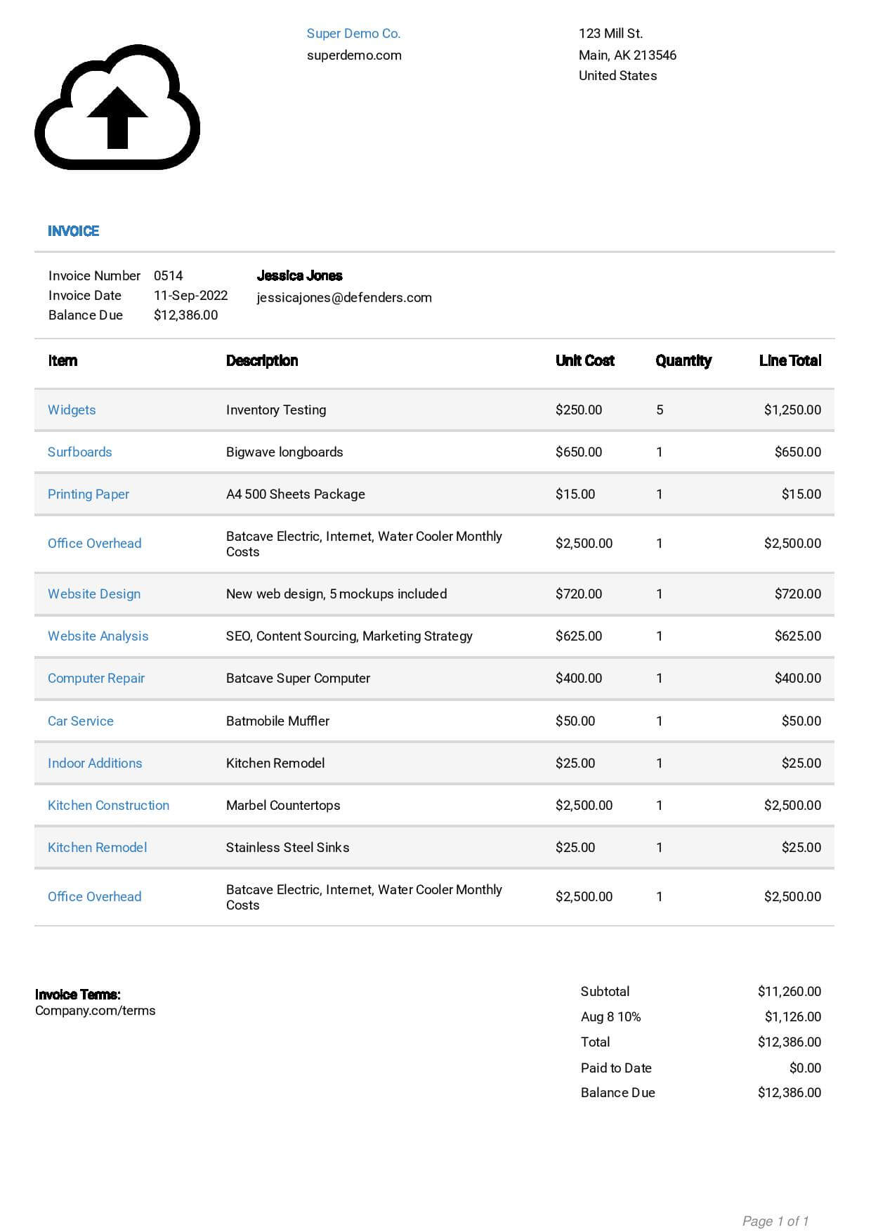 Clean invoice template
